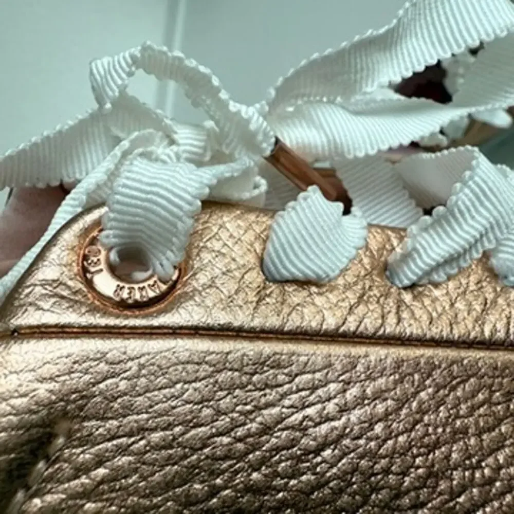 TED BAKER‎ Gielli Sneakers Rose Gold Leather Ribbon Laces US 6 Metallic Shoes